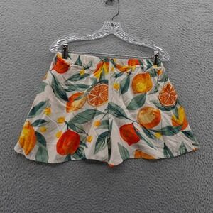 Nordstrom Rack Women Orange Citrus Print‎ Shorts Medium Pull On Viscose NEW